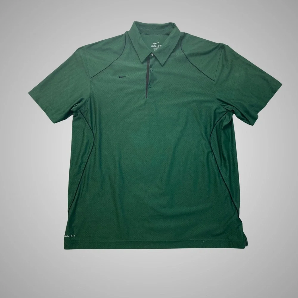 Nike Dri-FIT Polo Shirt Mens XXL Green Excellent‎ Diamond Grid Golf 380179-343